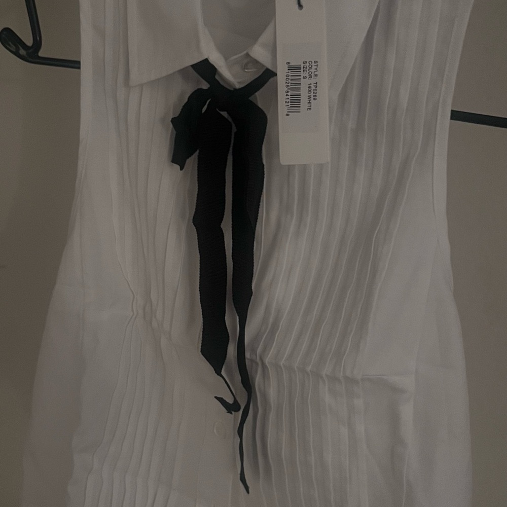 Fleur du Mal White Sleeveless Top with Black Ribbon - Picture 6 of 6